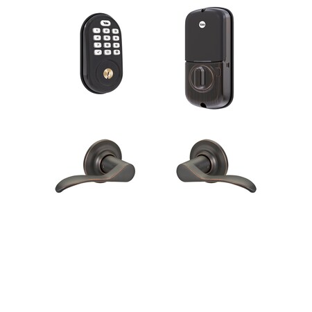 Yale Real Living Z-Wave Plus Assure Lock Keypad Deadbolt with Passage Norwood Levers US10BP Oil Rubbed Bronze Permane BYRD216ZWNW10BP